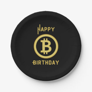 Happy Birthday Bitcoin Gold Paper Borden Papieren Bordje