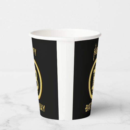 Happy Birthday Bitcoin Gold Paper Cups Papieren Bekers (Rechts)