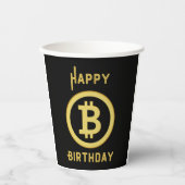 Happy Birthday Bitcoin Gold Paper Cups Papieren Bekers (Voorkant)