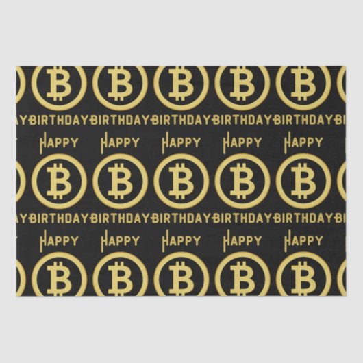 Happy Birthday Bitcoin Gold Weefpapier Tissuepapier (Voorkant)