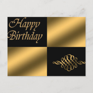 Happy Birthday Black en Gold Briefkaart