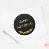 Happy Birthday black gold decor Ronde Sticker (Envelop)