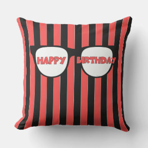 Happy Birthday Black Stripes Buitenkussen