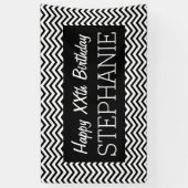 Happy Birthday - Black White Chevrons - aangepaste Spandoek (Verticaal)