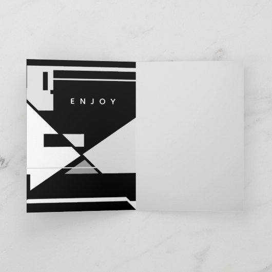 Happy Birthday Black White Grey Retro MCM Kijk Kaart (Binnen)