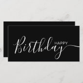 Happy Birthday Black White Modern Flat Card (Voorkant / Achterkant)