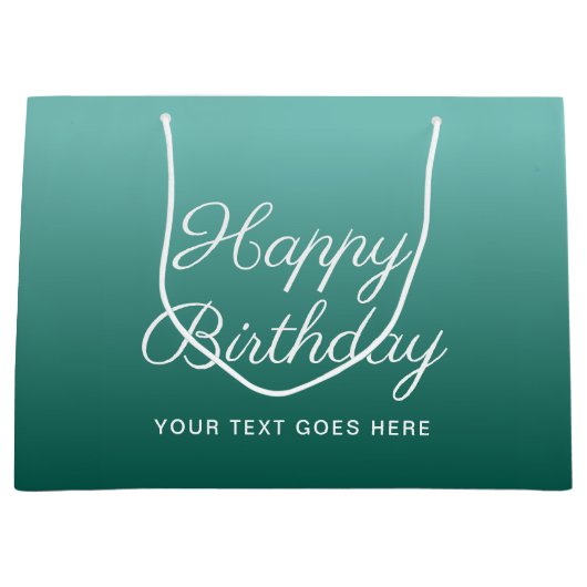 Happy Birthday Blauwgroen aangepaste Sjabloon typo Groot Cadeauzakje (Voorkant)