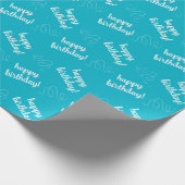 Happy Birthday Blauwgroen ompakken papier (Hoek)