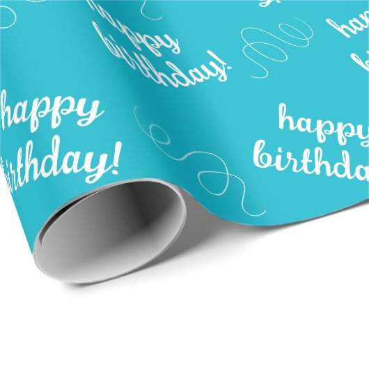 Happy Birthday Blauwgroen ompakken papier (Rol Hoek)