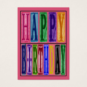 Happy Birthday Blocks Cadeau Label Visitekaartje