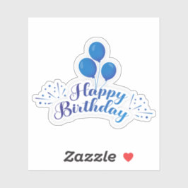 Happy Birthday Blue Balloons sticker