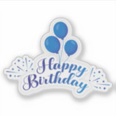 Happy Birthday Blue Balloons sticker (Voorkant)