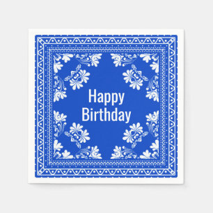 Happy Birthday Blue Bandana Servet