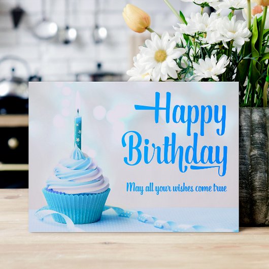 Happy Birthday Blue Cupcake Birthday Card Bedankkaart