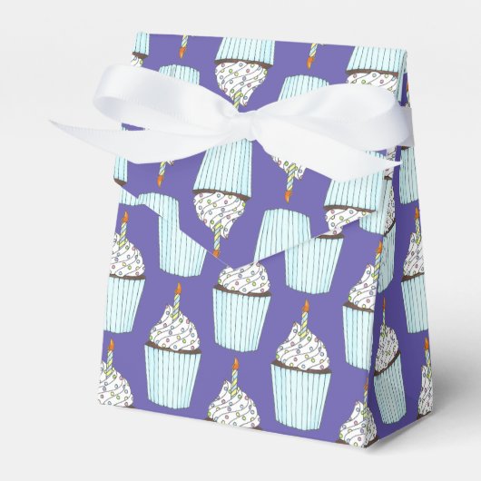 Happy Birthday Blue Cupcake Sprinkles Froting Bedankdoosjes (Voorkant Zijde)