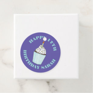 Happy Birthday Blue Cupcake Sprinkles Froting Bedankjes Labels