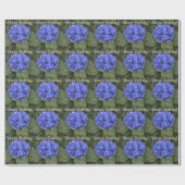 Happy Birthday Blue Hydrangea Flowers Cadeaupapier (Vlak)