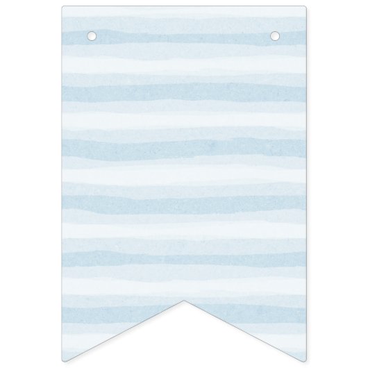 Happy Birthday Blue Irregular Stripes Vlaggetjes (Eerste vlag)