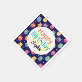 Happy Birthday Blue Owl Pattern Gepersonaliseerde Servetten (Hoek)
