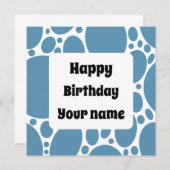 Happy birthday blue Pattern square sticker Kaart (Voorkant / Achterkant)