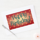 Happy Birthday Blue Polka Dot Text Red Bkgrd Rechthoekige Sticker (Envelop)