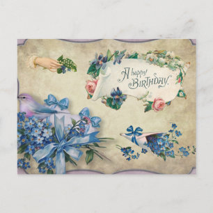 Happy Birthday  Blue-vergeet-me-not Flowers Briefkaart