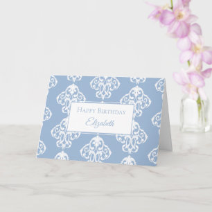 Happy Birthday Blue White Baroque Kaart
