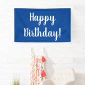 Happy Birthday Blue White Typografie Spandoek (Insitu)