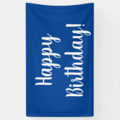 Happy Birthday Blue White Typografie Spandoek (Verticaal)