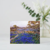 Happy Birthday, Bluebonnets bij Twilight, Briefkaart (Staand voorkant)