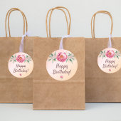 Happy Birthday blush roze rose goud bloemen Ronde Sticker