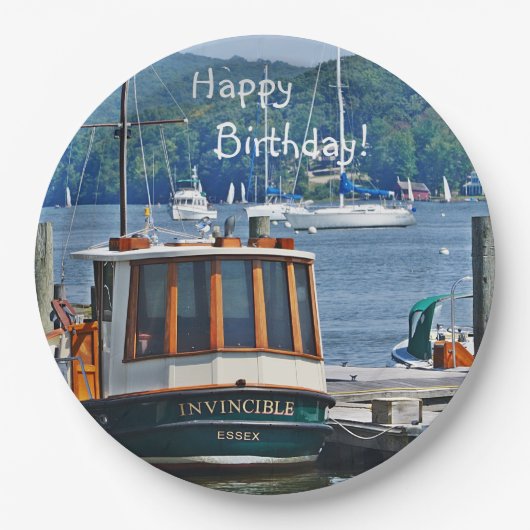 Happy Birthday Boat Papieren Bordje (Voorkant)