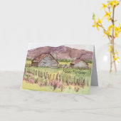 Happy Birthday Boerderij Ranch Barn Landscape Kaart (Gele Bloem)