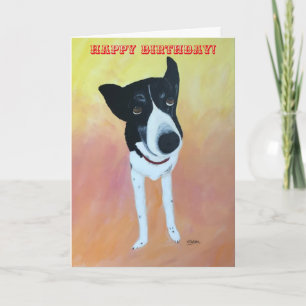 Happy Birthday, Border Collie Dog Painting Kaarten