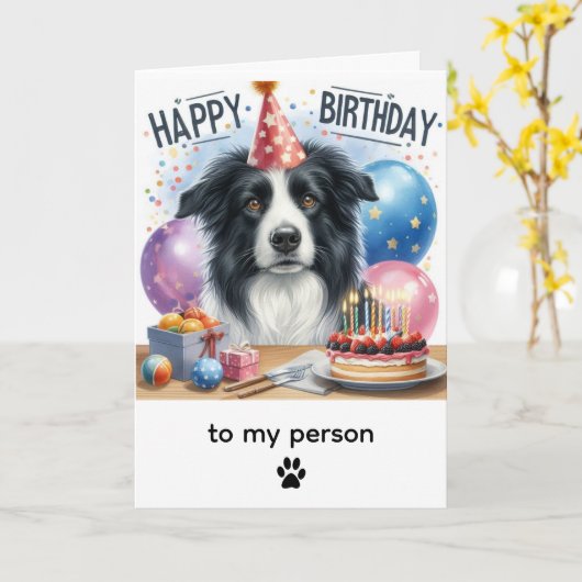 Happy Birthday Border Collie From Dog Kaart (Gele Bloem)