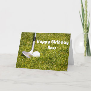 Happy Birthday Boss Sand-wedge en Golf Ball Kaart