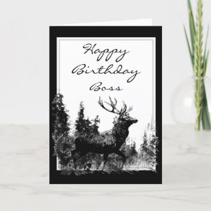 Happy Birthday Boss  Stag, Deer Kaart