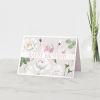 HAPPY BIRTHDAY BOTANICAL WHITE ROSES WENSKAART