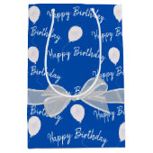 Happy Birthday Bow en Balloons Medium Cadeauzakje (Voorkant)