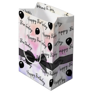 Happy Birthday Bow en Black Balloons Medium Cadeauzakje