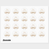 Happy Birthday Bow Ivory Beige elegant Ronde Sticker (Vel)