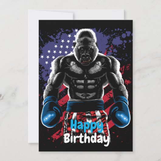 Happy Birthday boxer gorilla Kaart (Voorkant)