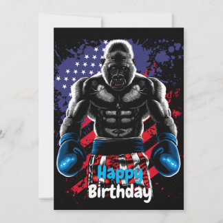 Happy Birthday boxer gorilla Kaart