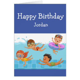 Happy Birthday Boy Girl houdt van zwemmen