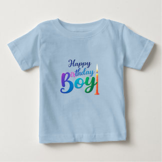 Happy Birthday Boy Kleurrijk Baby T-shirt met Cand