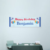 Happy Birthday Boy Mannen Naam Balloons elk jaar Spandoek (Beurs)