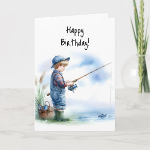 Happy Birthday Boy Vist vijverblauw Petten overall Kaart