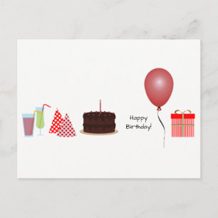 Happy Birthday Briefkaart - in het rood