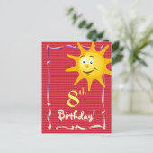  Happy Birthday briefkaart met leuke zon (Staand voorkant)