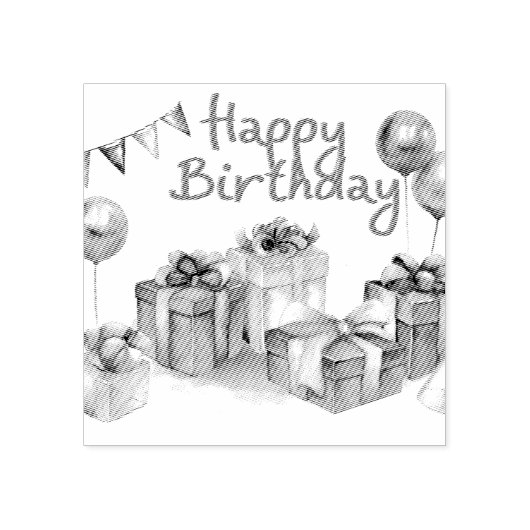 Happy Birthday Briefkaart Rubberstempel (Afrduk)